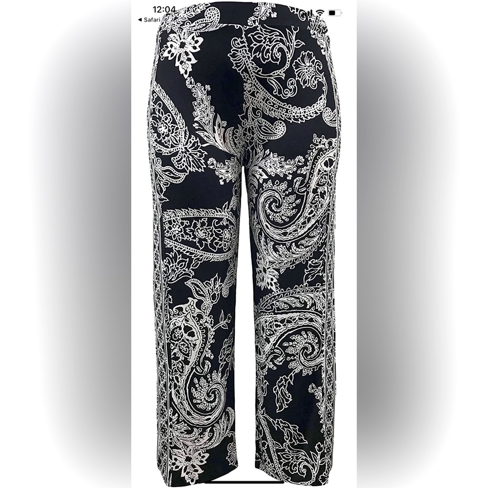 Paisley pattern black/white wide leg flowy pants. NWT